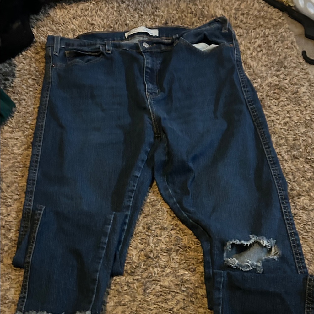Signature by Levi Strauss Women's High Rise Blue Distressed Jeans